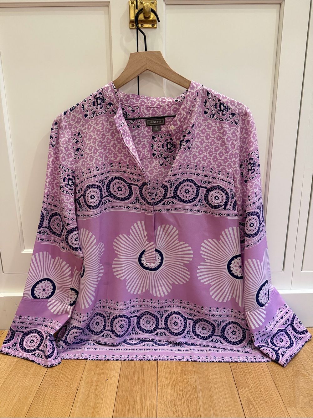 Lilac Floral Bandana-Print V-Neck Tunic